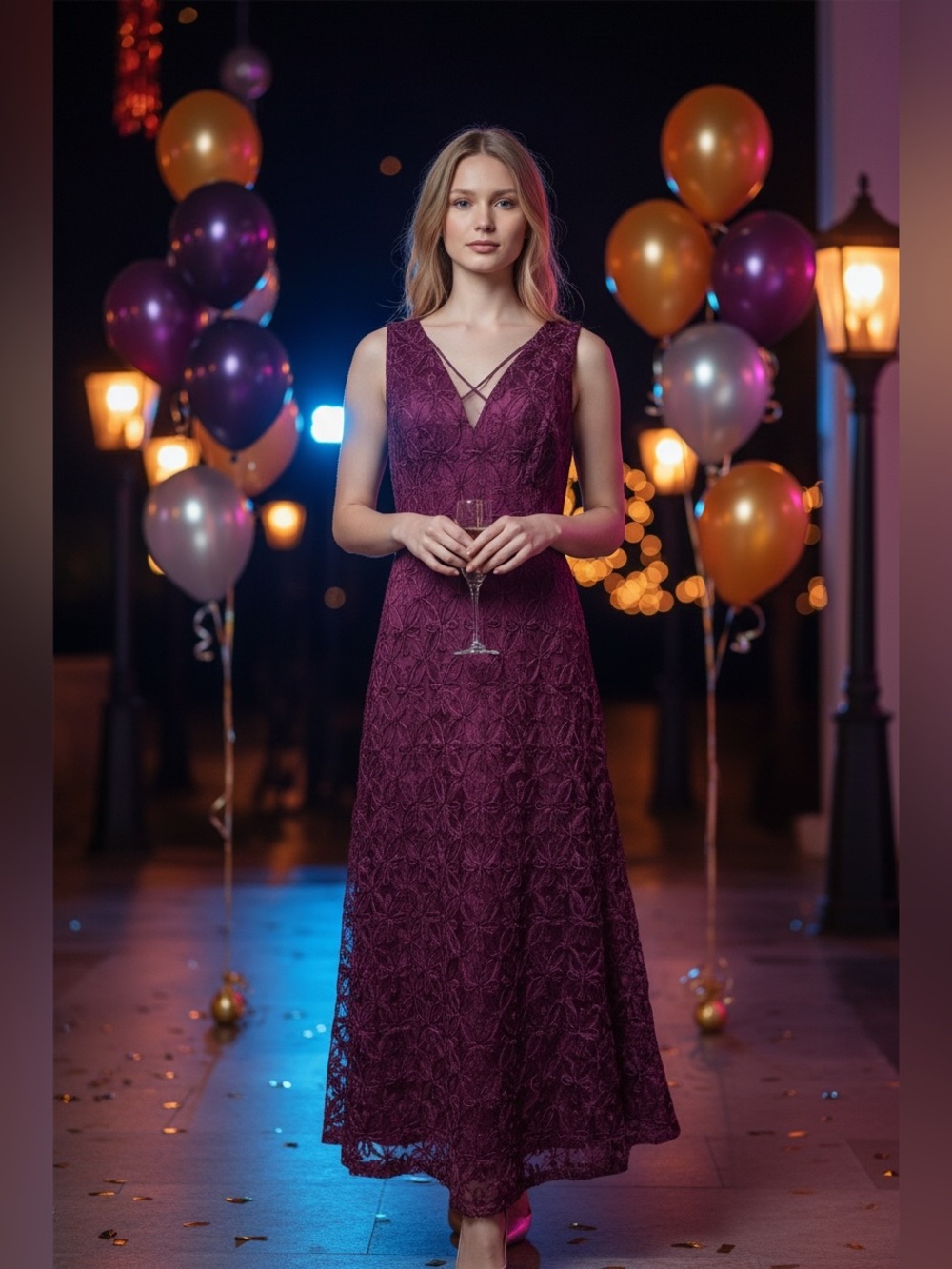 NWT Adrianna Papell Sz 6 Soutache Embroidery Midi Dress V-Neck Sleeveless